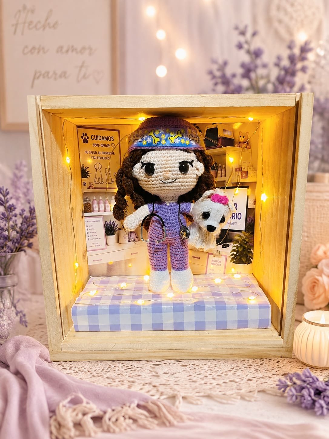Regalo tejido personalizado en caja iluminada